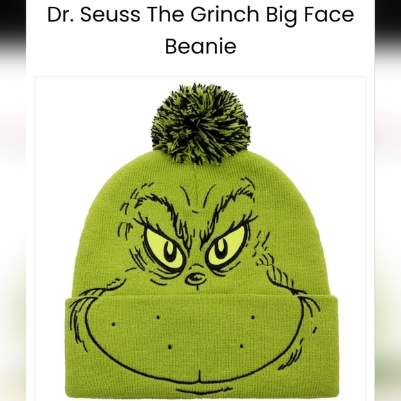 Dr. Seuss The Grinch Big Face Beanie, One size fits most NWOT - Picture 1 of 14